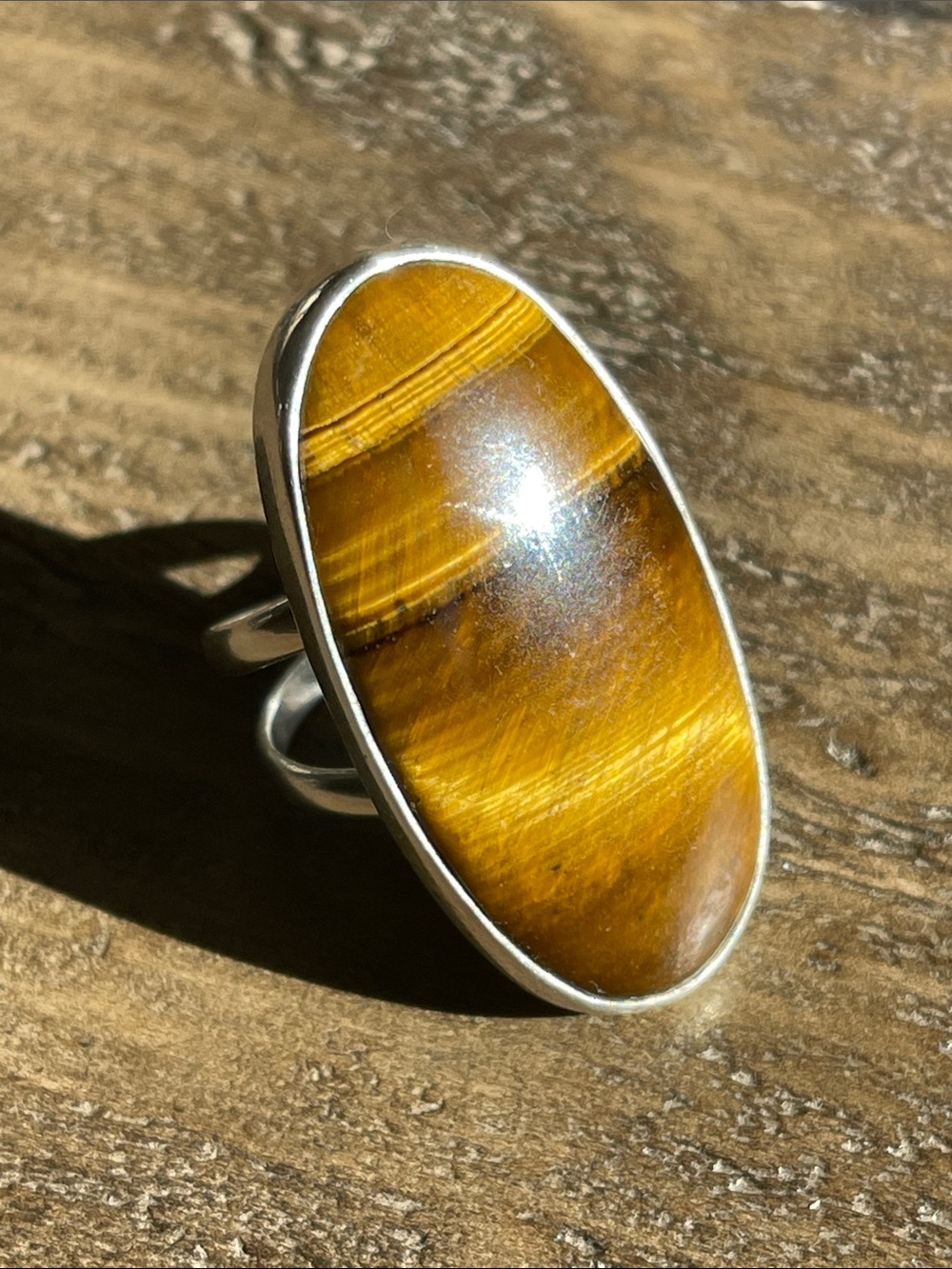 Goldie Lew Sterling Silver Johnny Tigers Eye Ring - Size 6
